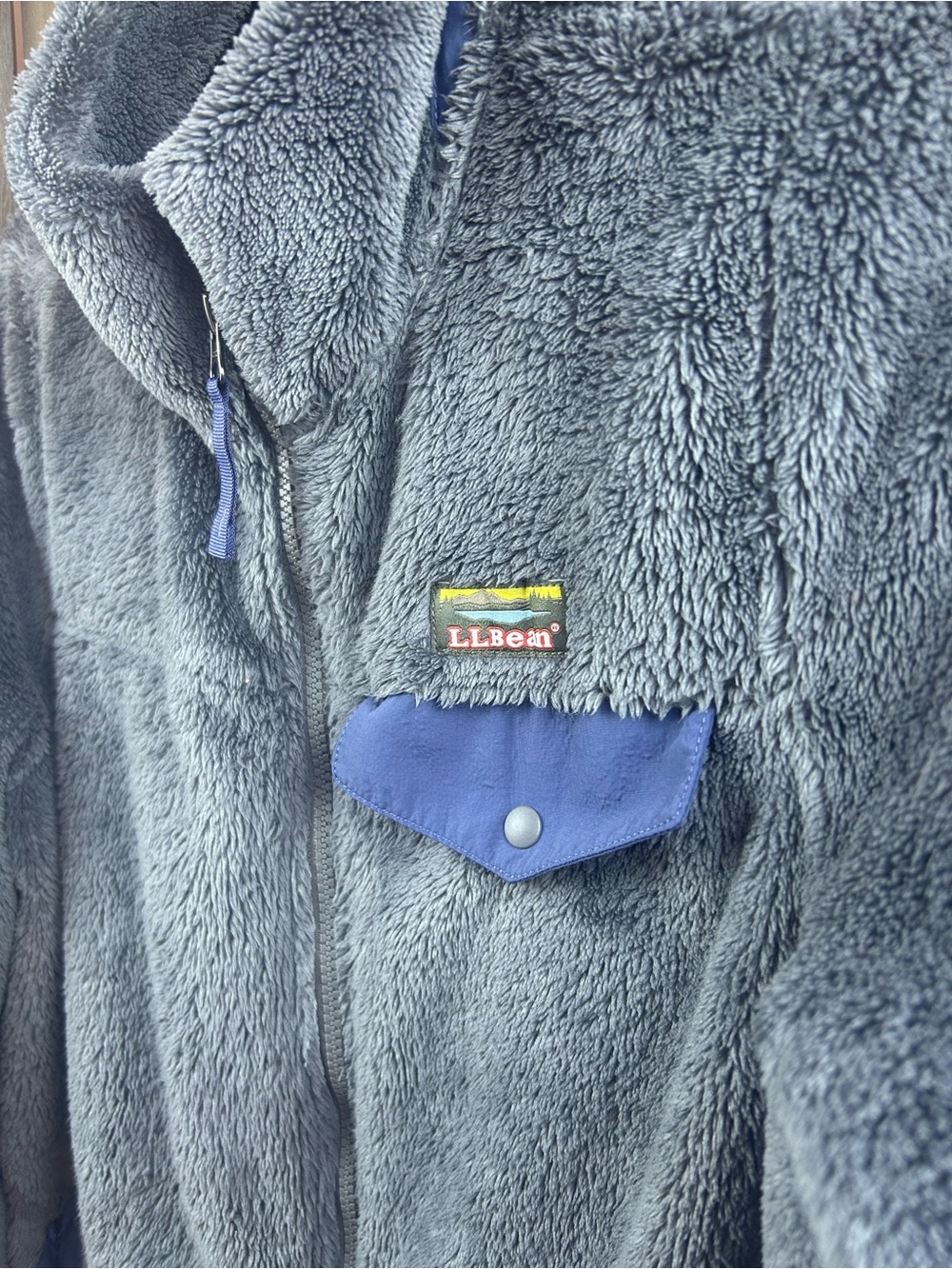 L.L.Bean Women’s Small Sherpa Fleece Jacket Gray Blue Full Zip Cozy Pullover - Picture 3 of 8